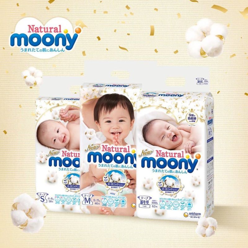 Bỉm Moony Natural Nội Địa Chính Hãng - Dán/Quần Đủ Size NB63/S58/M48/L36/XL32(THÙNG 2 BỊCH - THÙNG 4 BỊCH)