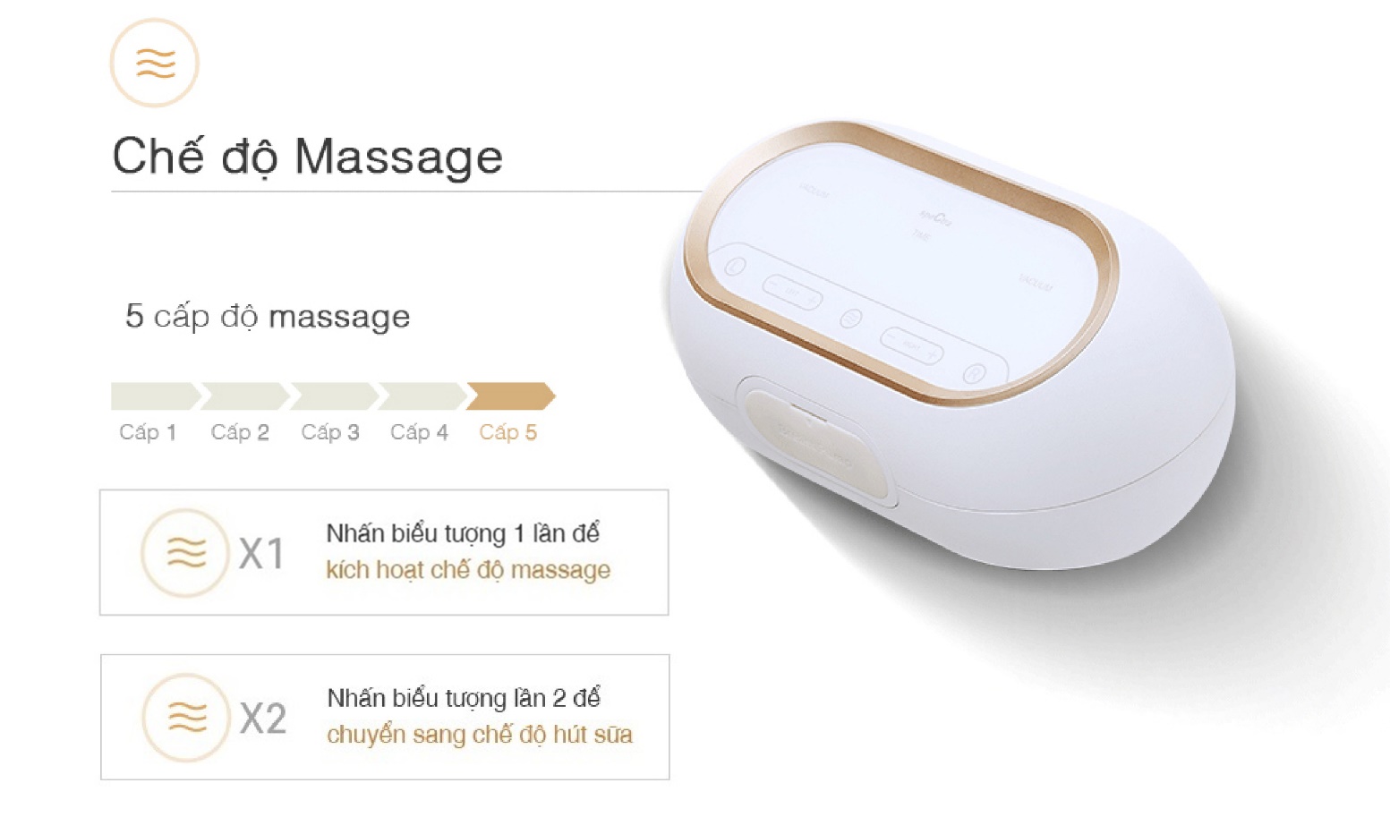 chế độ massage của máy hút sữa spectra