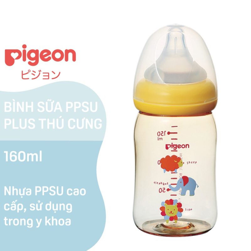 Bình Sữa PPSU Plus Thú Cưng Pigeon 160ml/240ml