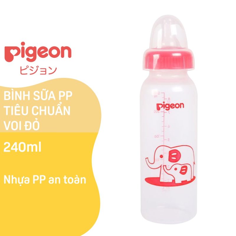 Bình Sữa Nhựa Pigeon PP Tiêu Chuẩn Hình Voi 240ml