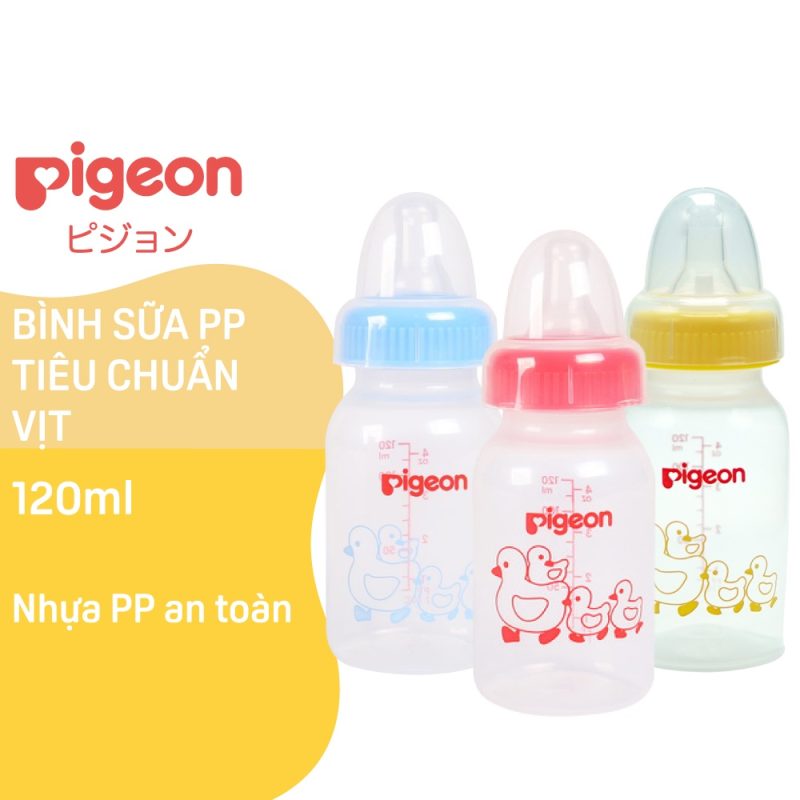 Bình Sữa Nhựa Pigeon PP Tiêu Chuẩn Hình Vịt 120ml